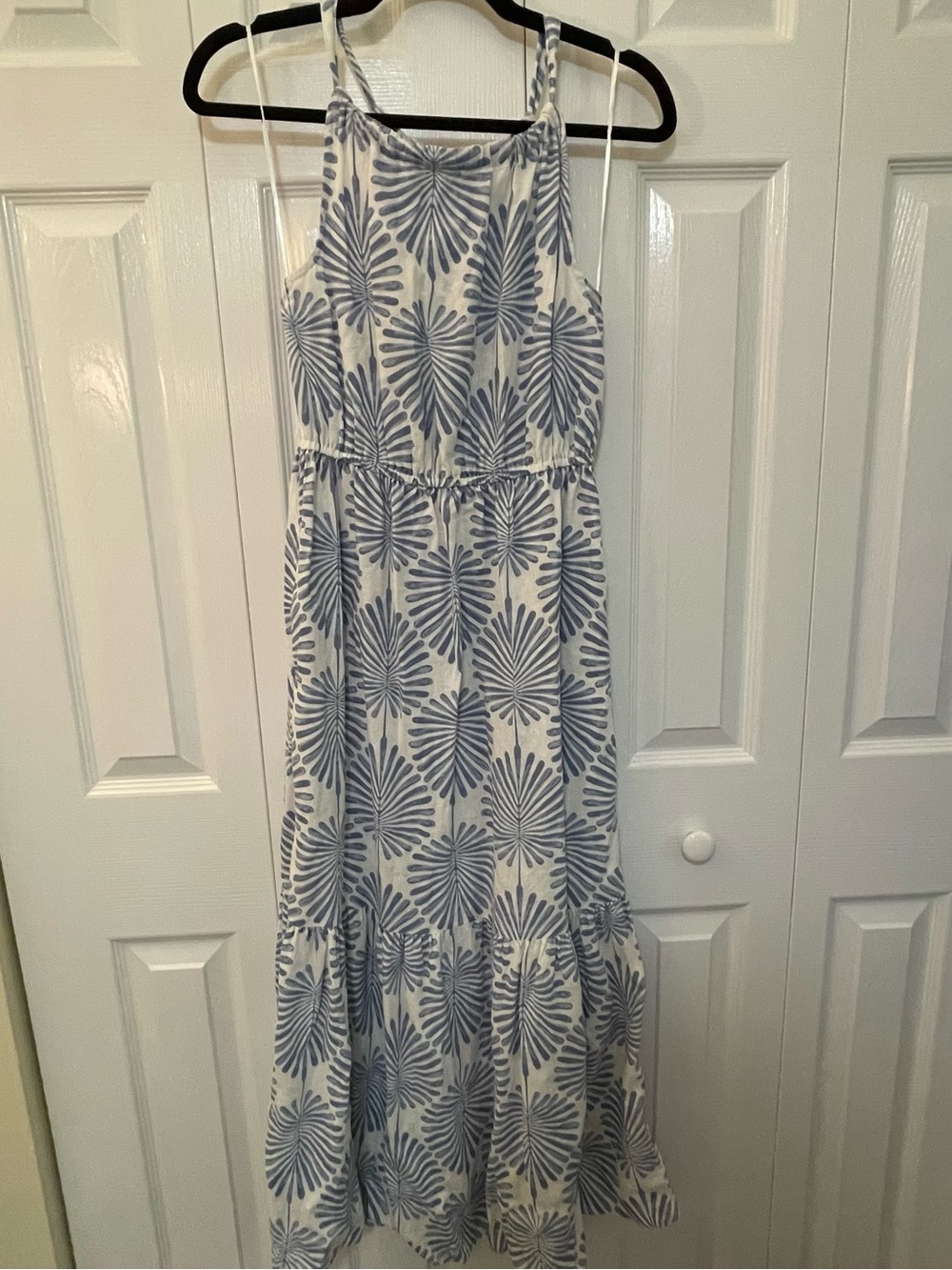 Blue and White Printed Sundress - Lightweight Summer Dress